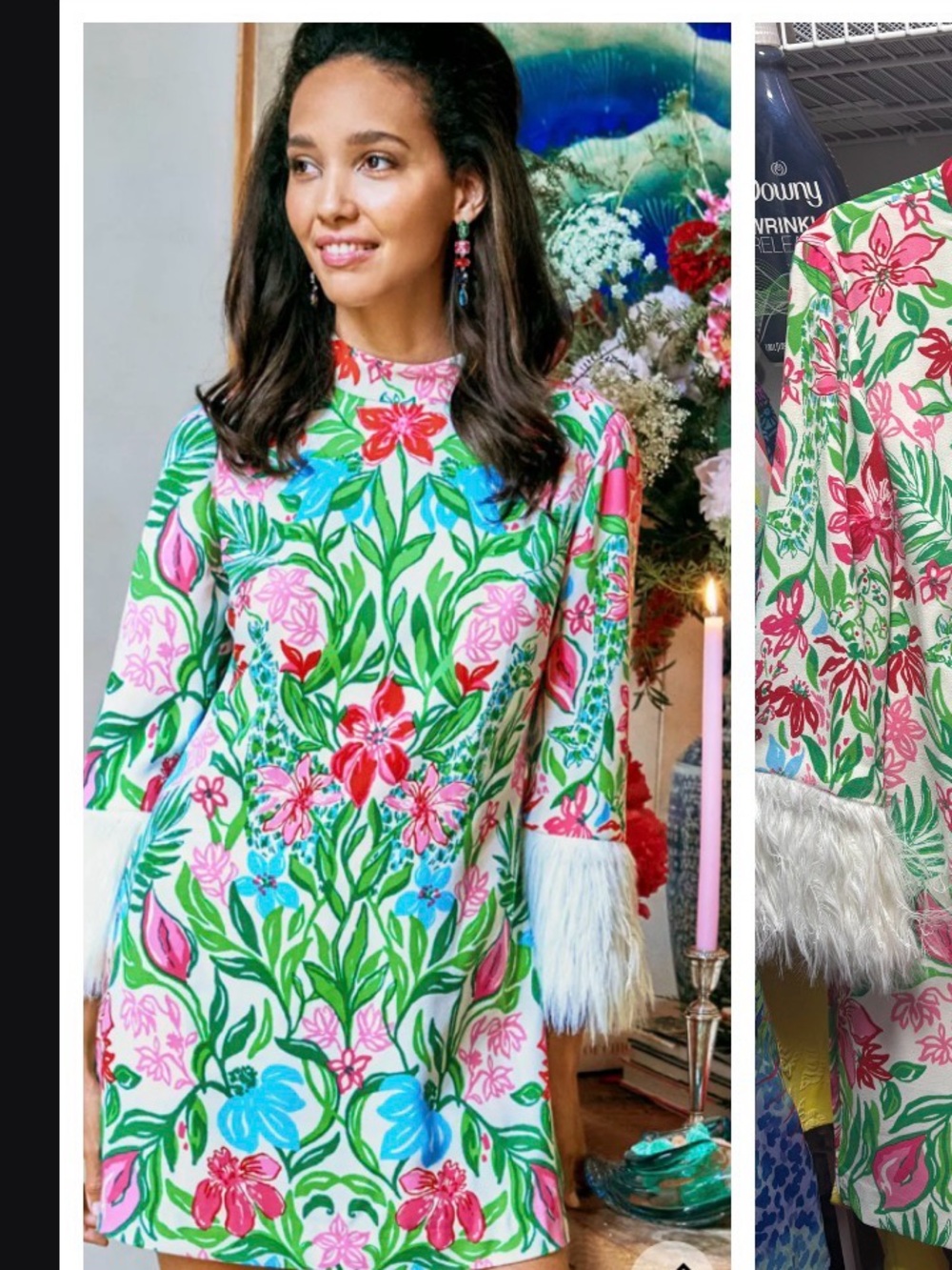 NWT Lilly PulitzerAgnes romper with Faux Feather Cuffs - Pink, Green, Blue SZ 12